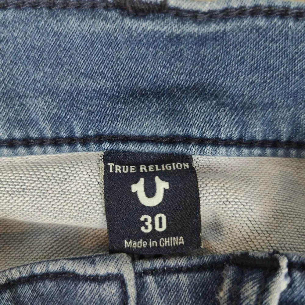 True Religion Rocco Jeans Mens 30X33 Blue Relaxed Skinny Jeans Denim Retro Look